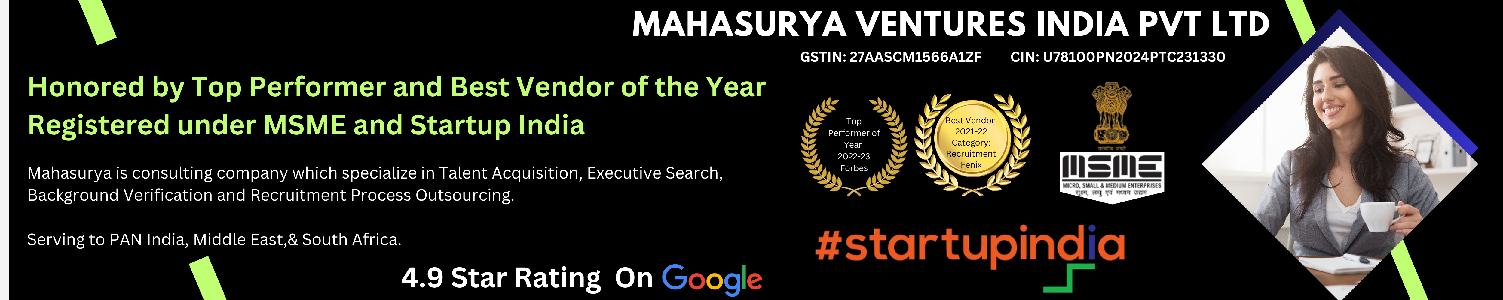 Top Performer of the Year | Best Vendor | Executive Search Firm | Staffing & Recruitment AgencyMahasurya Ventures India Pvt Ltd